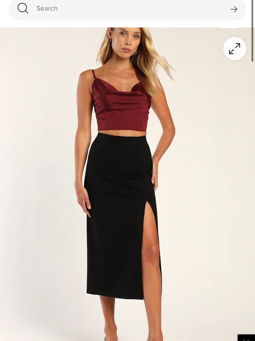 Lulus Black High-Slit Midi Skirt